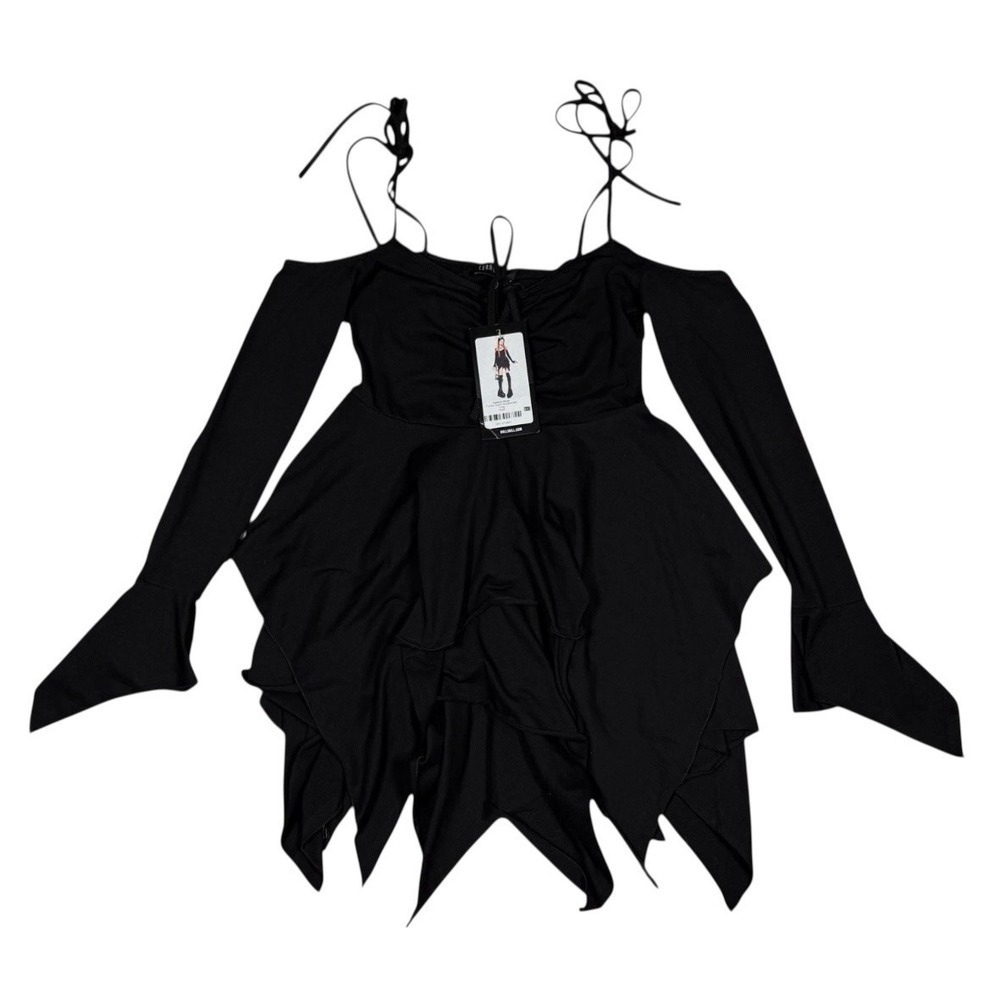 NWT‎ Dolls Kill Current Mood S Black F is for Fairies Dress Black Emo Witchcore